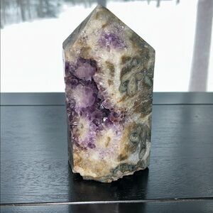 Deep Purple Project Agate and Amethyst Crystal Geode Tower, Large, NEW